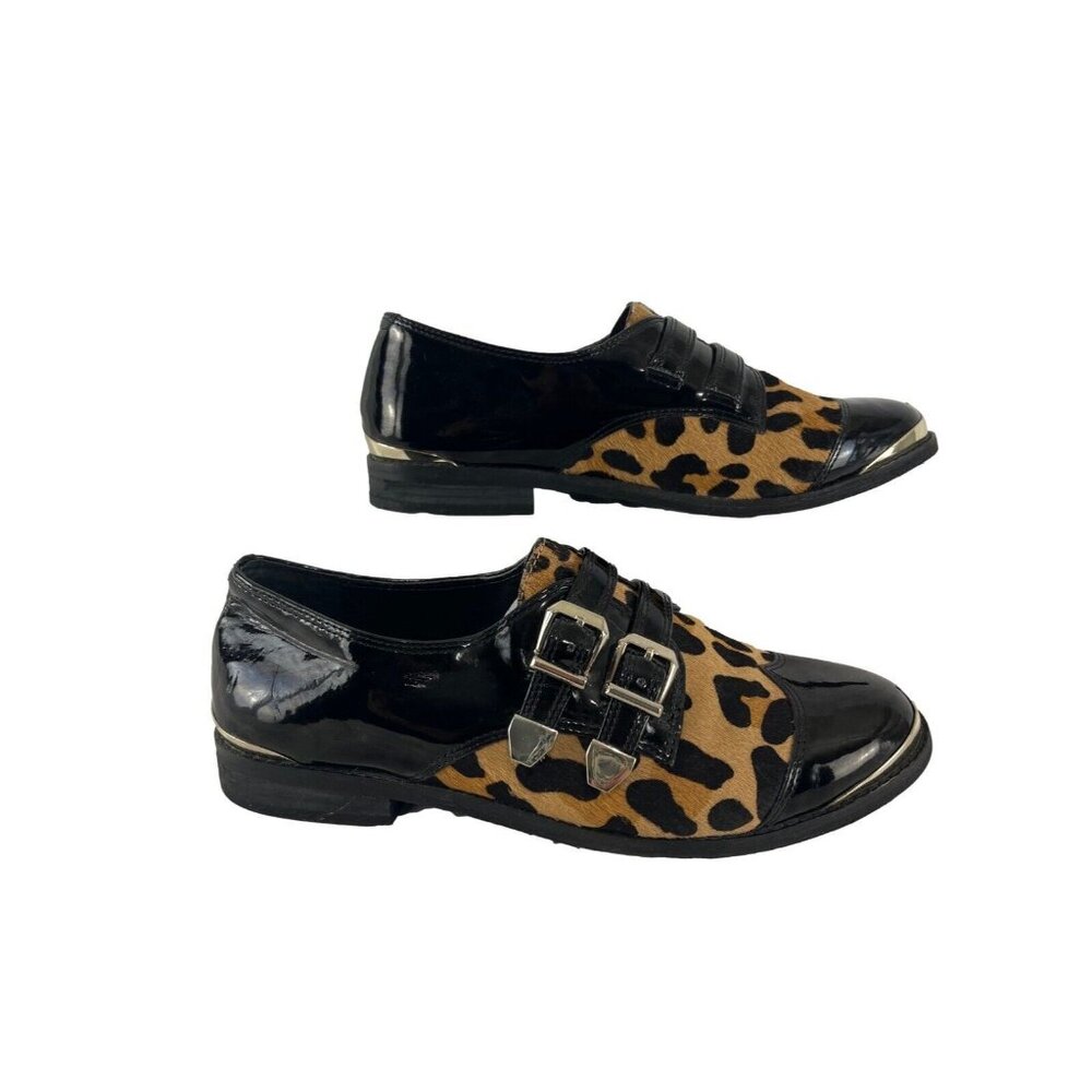 Gianni Bini Leopard Print and Black Loafers